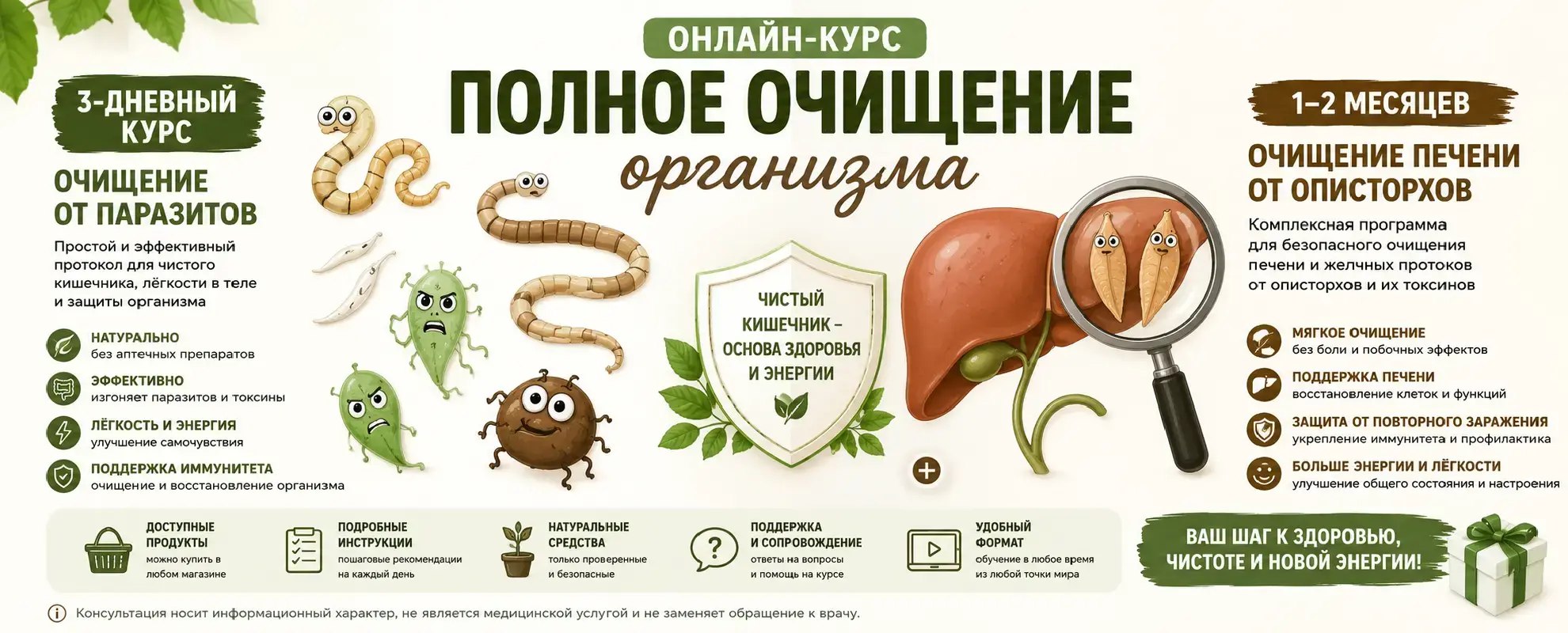 Расширенный — Организм + печень (описторхи) · 1–2 месяца